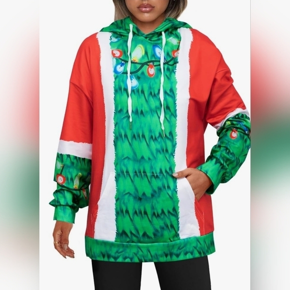 Tops - NWOT Festive Christmas Tree Hoodie